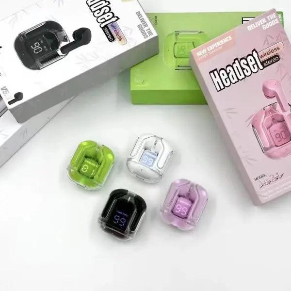 Air31 Earbuds Wireless Crystal Transparent Body | Air 31 Bluetooth Earbud With Pouch Stile Gadget