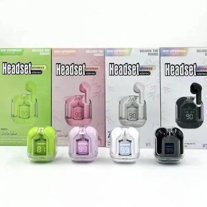 Air31 Earbuds Wireless Crystal Transparent Body | Air 31 Bluetooth Earbud With Pouch Stile Gadget