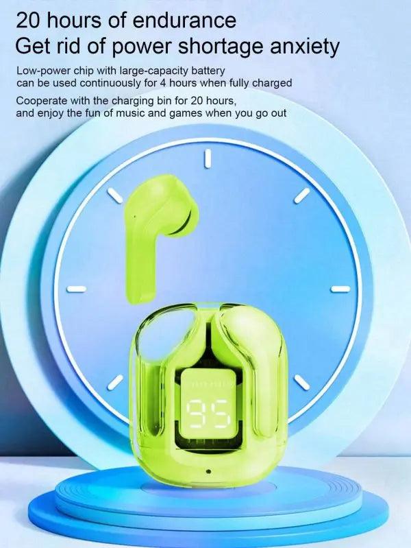 Air31 Earbuds Wireless Crystal Transparent Body | Air 31 Bluetooth Earbud With Pouch Stile Gadget