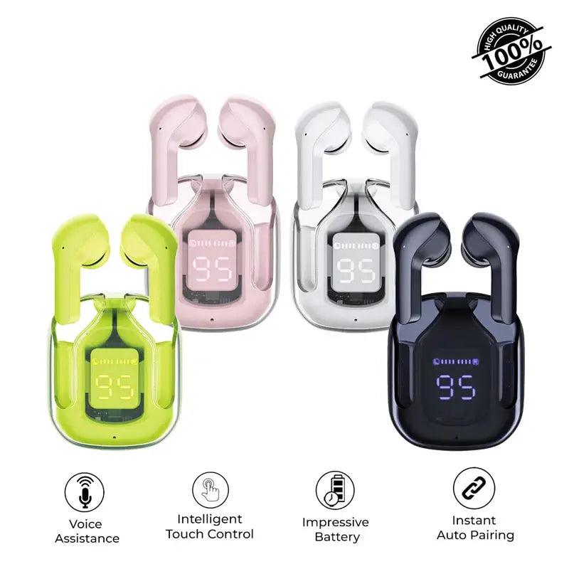 Air31 Earbuds Wireless Crystal Transparent Body | Air 31 Bluetooth Earbud With Pouch Stile Gadget